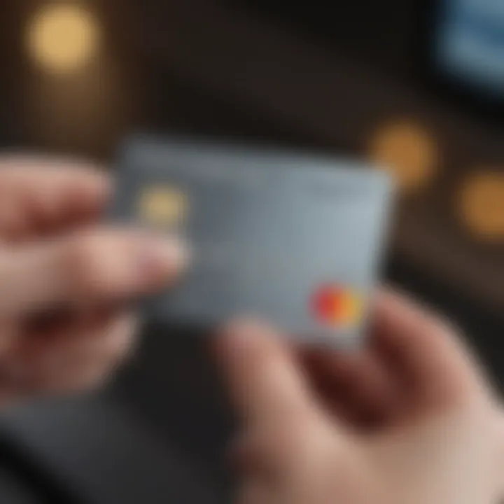 A close-up of a hand holding a bank card, emphasizing its features.