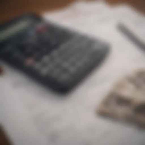 Close-up of a calculator and mortgage documents