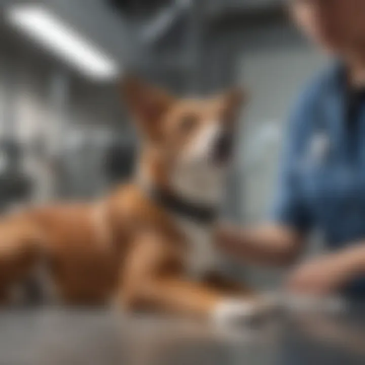 A veterinarian examining a pet, illustrating neutering services.