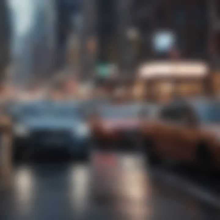 A diverse array of vehicles parked along a bustling street