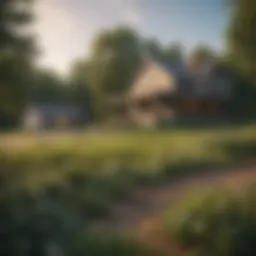 A serene rural landscape in Michigan showcasing homes and nature.