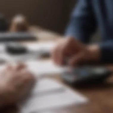 A person analyzing financial documents with a calculator